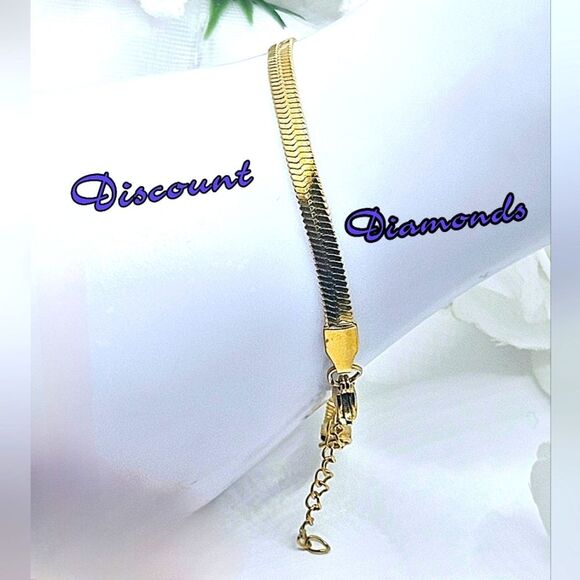 18K Yellow Gold on Titanium Steel Snake Design Bracelet - Picture 3 of 8